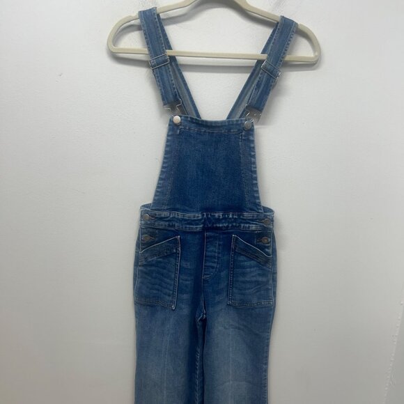 Evereve wide leg overall denim classic bib style 24 - Picture 4 of 13